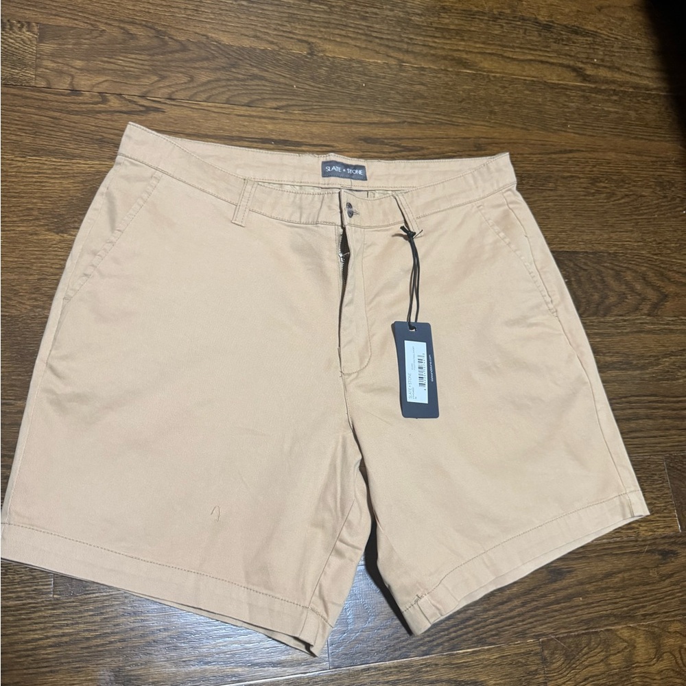 Slate & Stone Tan Flat Front Shorts